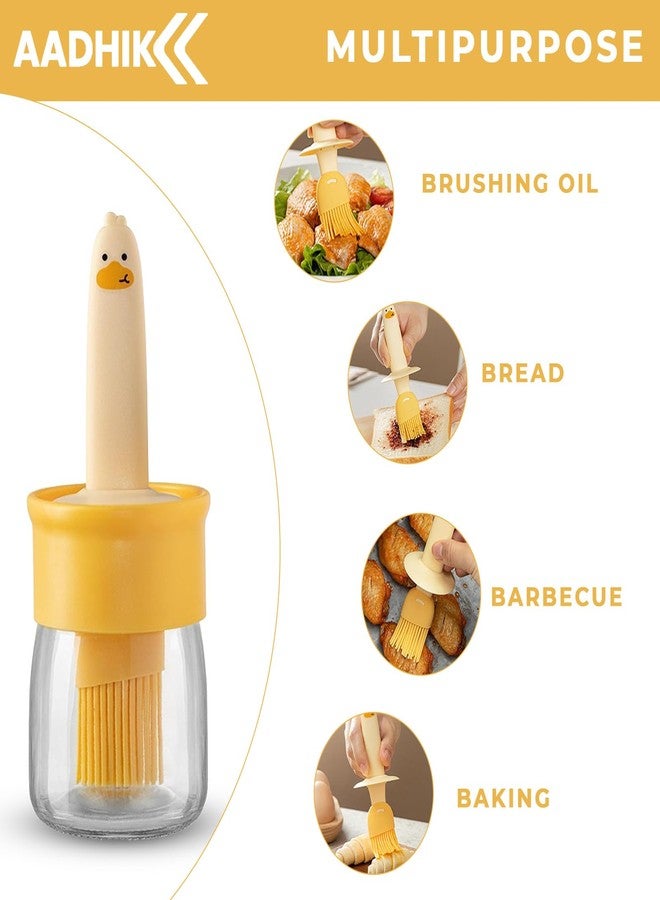AADHIK Oil Dispenser Bottle with Silicone Brush 200ML - Leakproof Transparent Jar for Cooking, Baking, BBQ | Versatile Oil Container with Brush for Oil (Yellow) - Image 2
